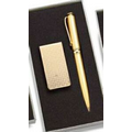 Gold Gilt Plated Money Clip with Matching Ball Point Pen in 2-Piece Box